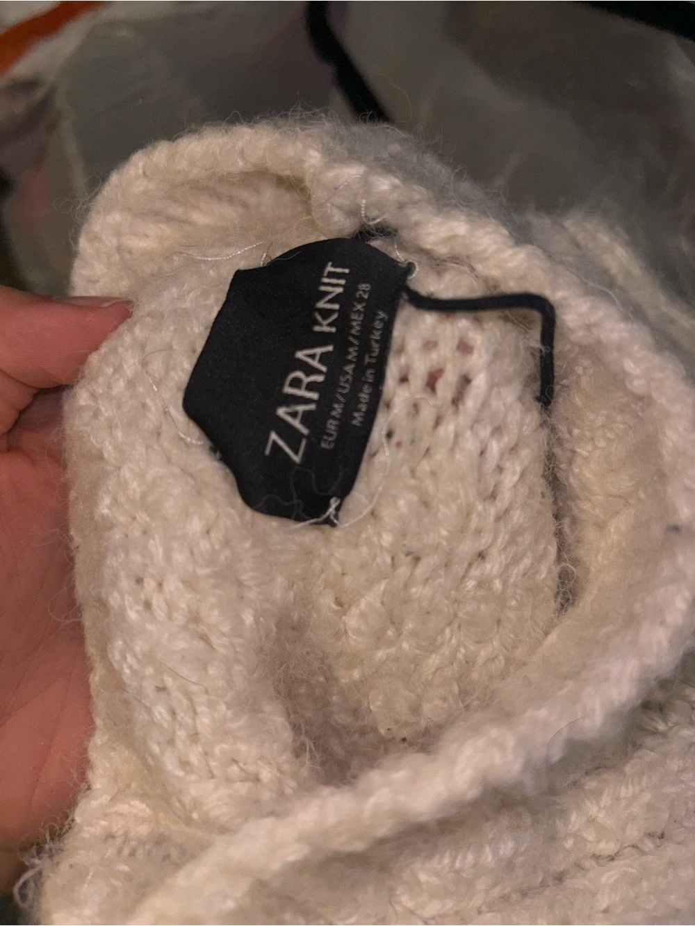 Zara Knit Cream Chunky Cable Knit Fisherman Sweater M - Picture 4 of 4